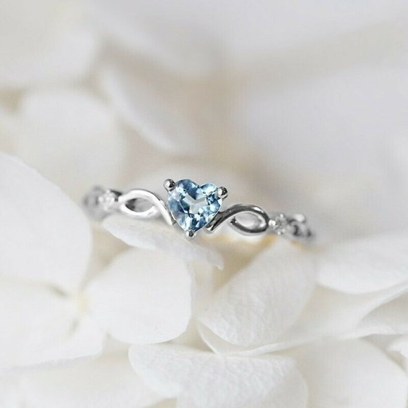 Jewelry - New 925 Silver Heart Shaped Aquamarine  Ring